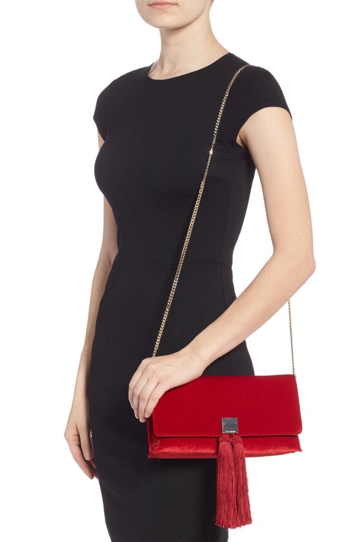 Ted Baker London Karly Velvet Tassel Clutch - Red