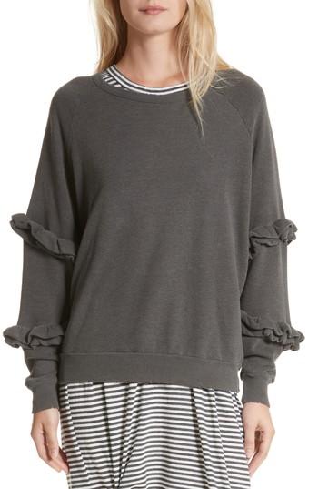 Women's The Great. The Frill Sleeve Sweatshirt - Black
