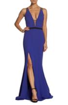 Women's Dress The Population Lana Plunging Strappy Shoulder Gown - Blue
