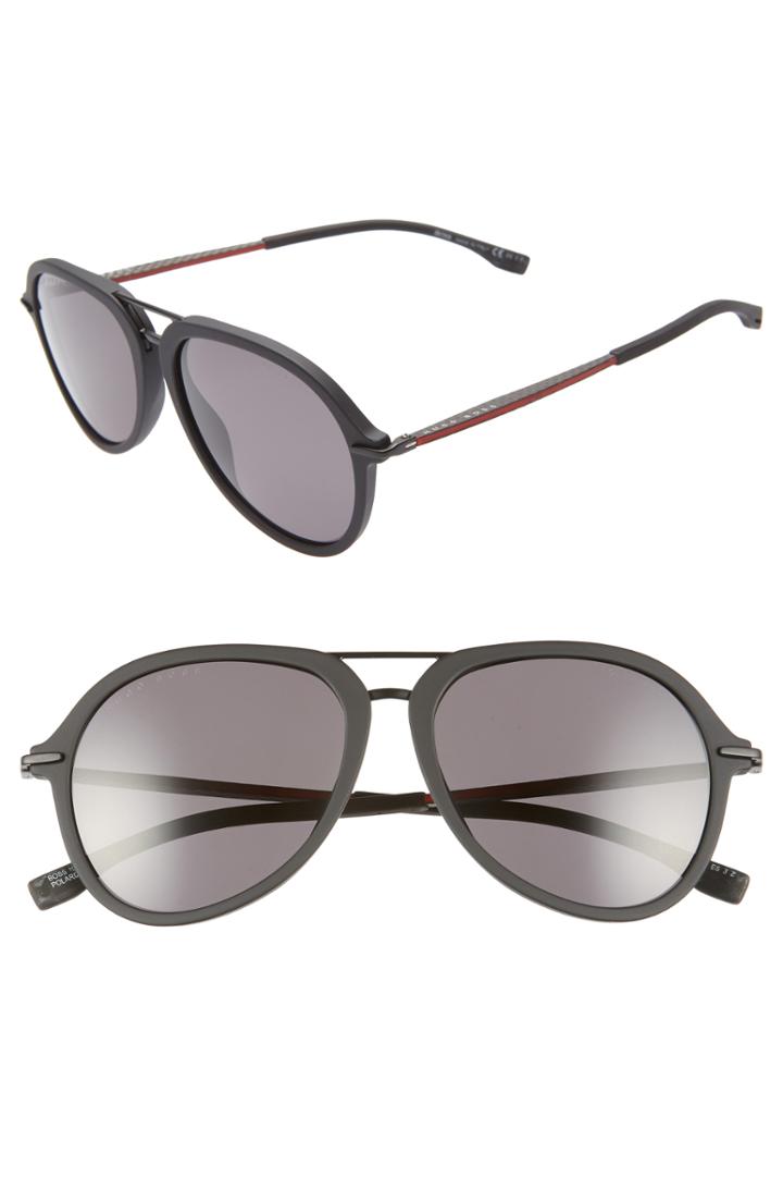 Men's Boss 55mm Polarized Aviator Sunglasses - Matte Black