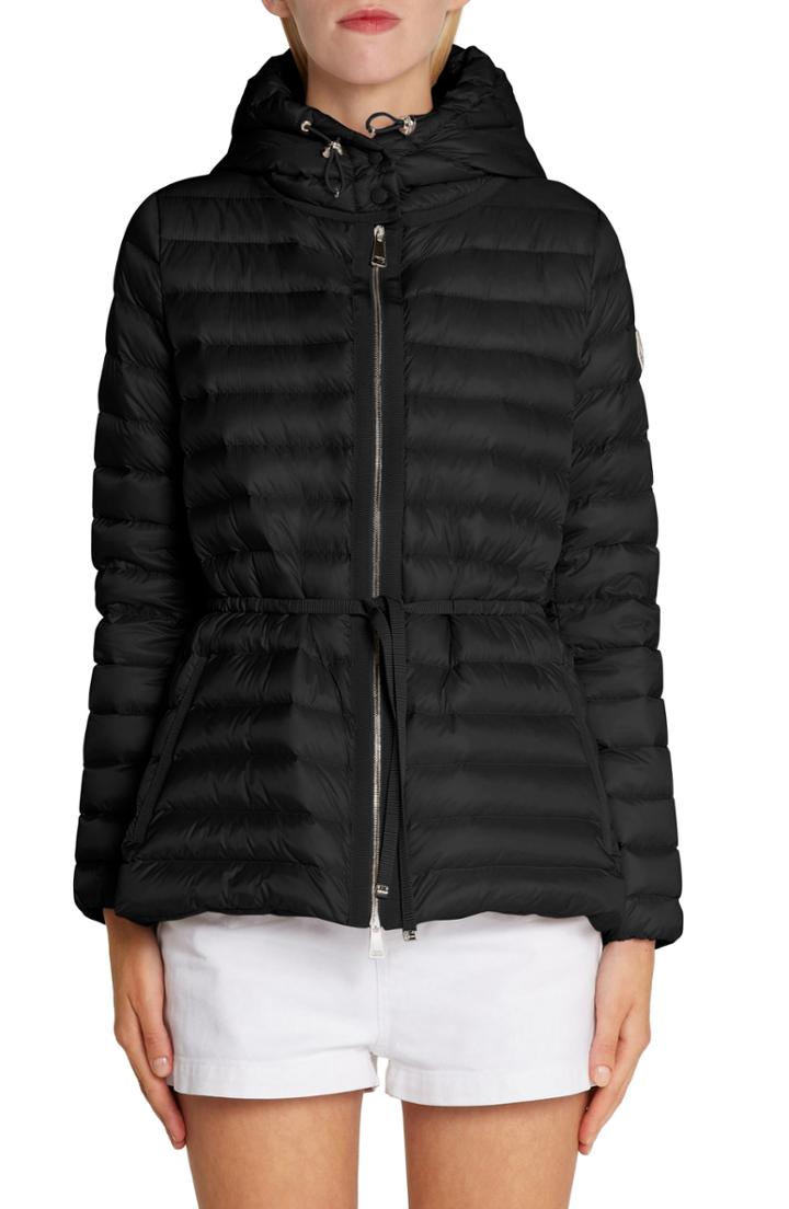 Women's Moncler Raie Tie Waist Hooded Down Coat - Beige