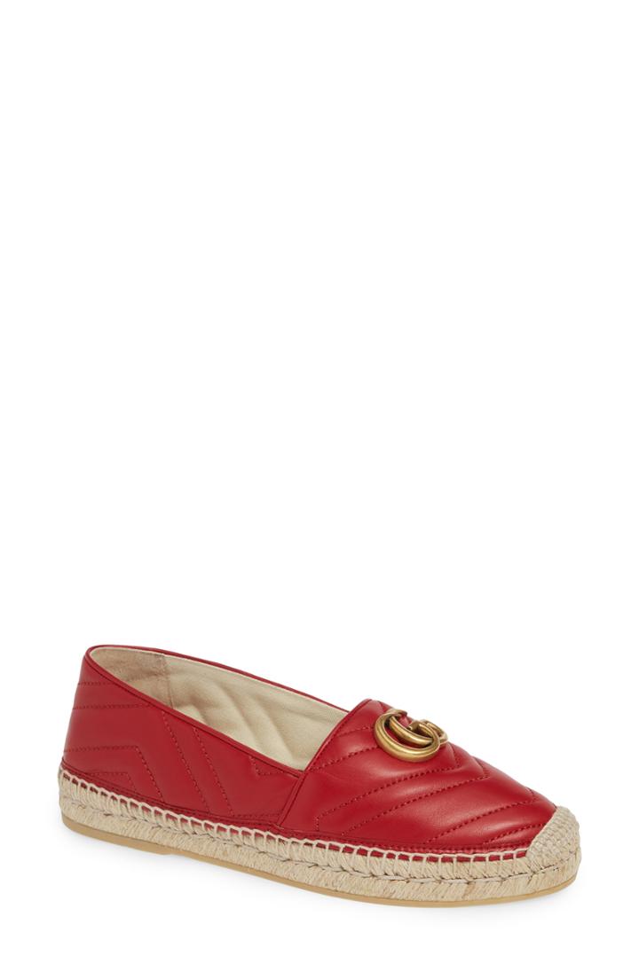 Women's Gucci Pilar Chevron Flat Espadrille .5us / 34.5eu - Red