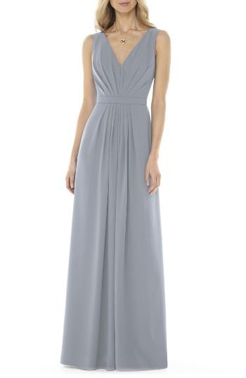 Women's Social Bridesmaids V-neck Georgette Gown - Grey