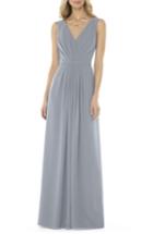 Women's Social Bridesmaids V-neck Georgette Gown - Grey
