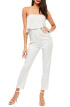 Women's Missguided Lace Ruffle Strapless Jumpsuit Us / 4 Uk - White
