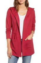 Women's Caslon Hooded French Terry Cardigan - Red