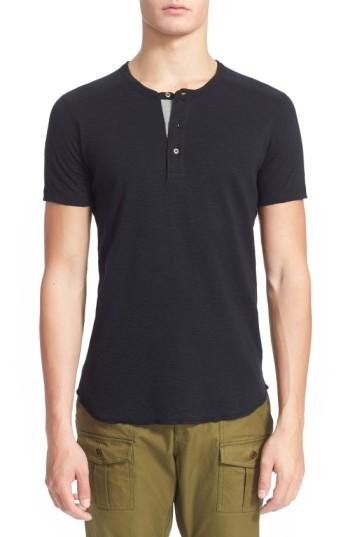 Men's Wings + Horns 'base' Short Sleeve Henley, Size - Black
