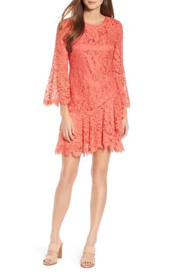 Petite Women's Eliza J Lace Bell Sleeve Dress P - Pink