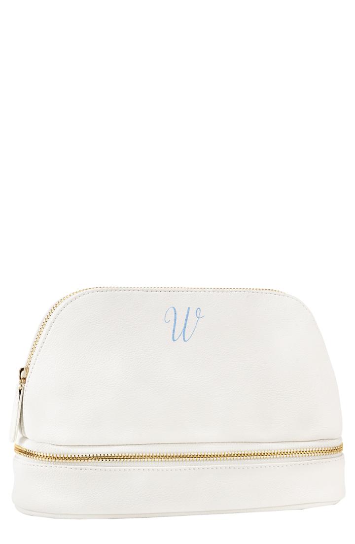 Cathy's Concepts Monogram Faux Leather Cosmetics Case, Size - White W