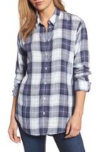 Women's Treasure & Bond Relaxed Open Back Plaid Shirt, Size - Blue