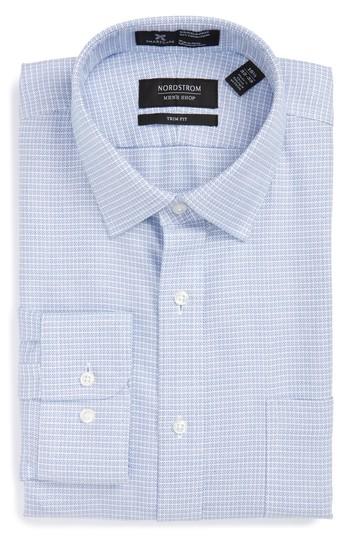 Men's Nordstrom Men's Shop Smartcare(tm) Trim Fit Dress Shirt - 32/33 - Blue