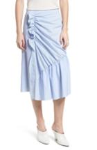 Women's Trouve Mixed Stripe Poplin A-line Skirt, Size - Blue