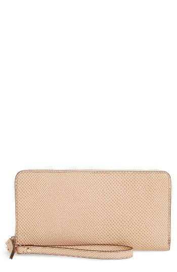 Women's Halogen Leather Zip Around Wallet - Brown