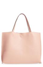 Street Level Reversible Faux Leather Tote & Wristlet - Pink