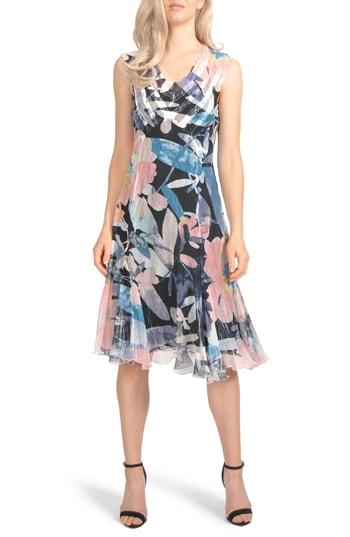 Petite Women's Komarov Chiffon A-line Dress P - Black