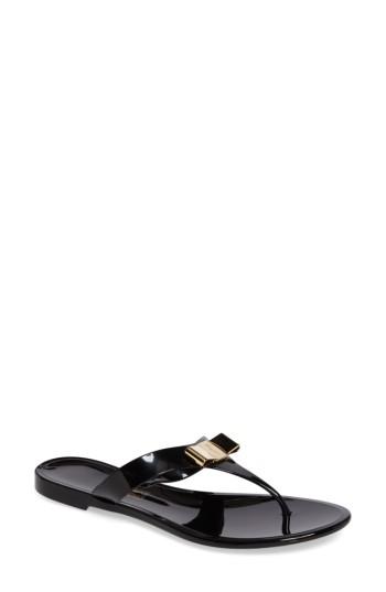 Women's Salvatore Ferragamo Jelly Flat Bow Sandal C - Black