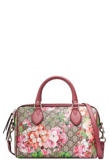 Gucci Small Blooms Top Handle Gg Supreme Canvas Bag - Beige