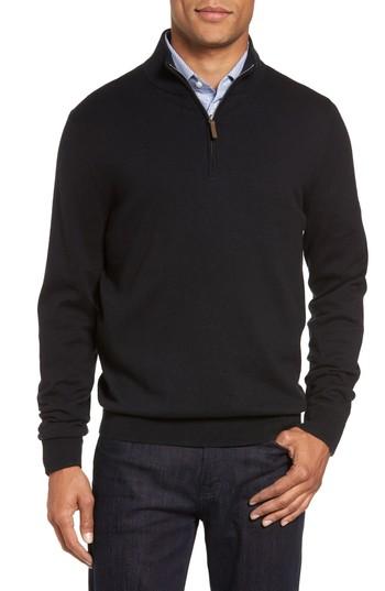 Men's Nordstrom Men's Shop Half Zip Cotton & Cashmere Pullover, Size - Black