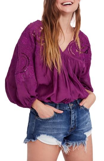 Women's Free People Cutwork Dolman Blouse - Purple