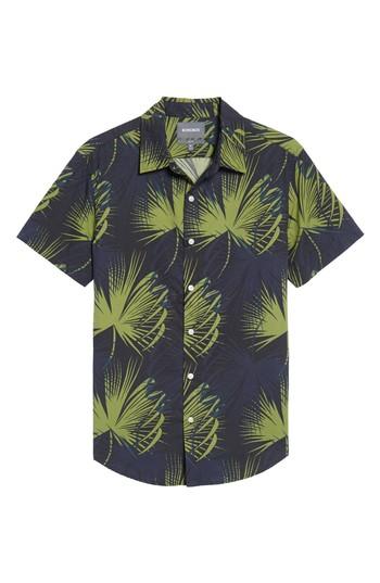 Men's Bonobos Slim Fit Frond Print Sport Shirt, Size R - Blue