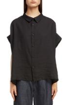 Women's Y's By Yohji Yamamoto Short Sleeve Blouse - Black