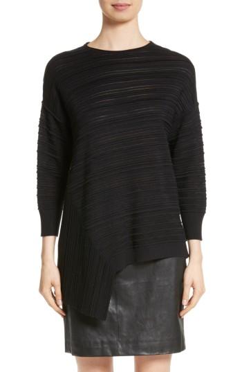 Women's St. John Collection Knit Asymmetrical Sweater, Size - Black