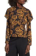 Women's Leith Floral Ruffle Top - Black