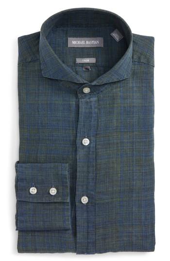 Men's Michael Bastian Trim Fit Linen Dress Shirt .5r - Green