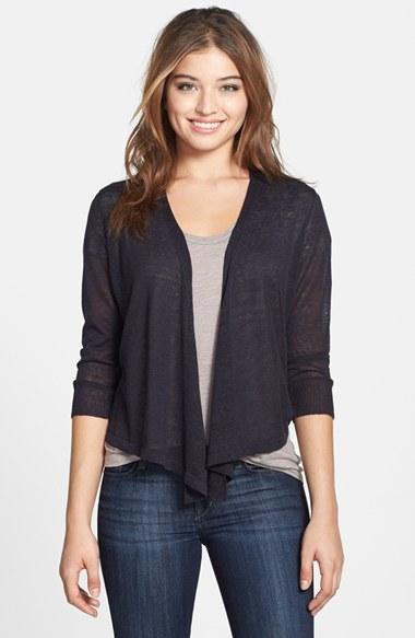 Petite Women's Nic+zoe '4-way' Convertible Three Quarter Sleeve Cardigan P - Blue