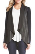 Women's Karen Kane Patterned Drape Front Jacket - Black
