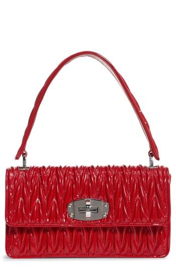 Miu Miu Vernice Matelasse Quilted Leather Shoulder Bag - Red