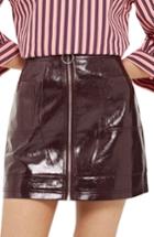Women's Topshop Zip Through Cracked Vinyl Miniskirt Us (fits Like 0-2) - Burgundy