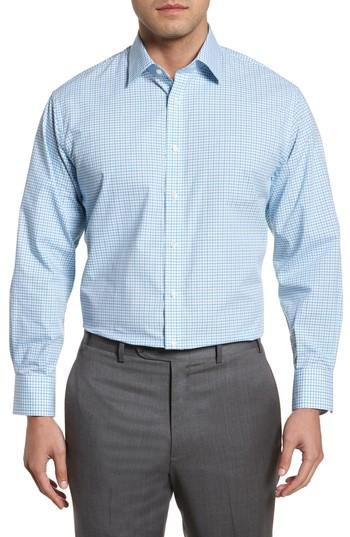Men's Nordstrom Men's Shop Classic Fit Check Dress Shirt 32/33 - Blue/green