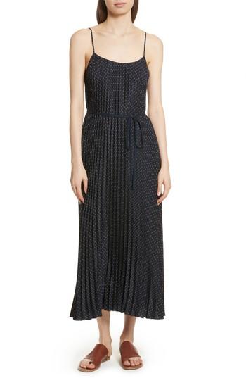 Women's Vince Polka Dot Pleated Slipdress - Blue