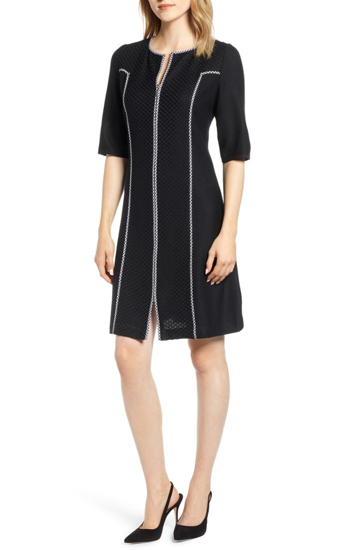 Women's Ming Wang Gingham Trim Dress - Black