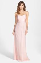 Women's Amsale Strapless Crinkle Chiffon Gown - Pink