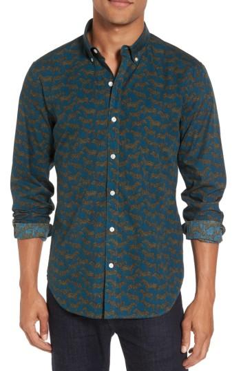 Men's Bonobos Slim Fit Zebra Print Sport Shirt - Blue