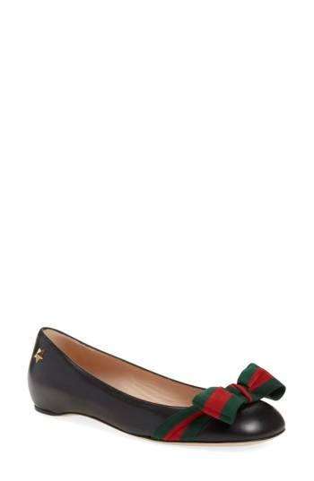 Women's Gucci 'aline' Bow Ballet Flat Us / 37eu - Black
