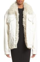 Women's Alexander Wang Denim Boyfriend Jacket With Genuine Shearling Lining