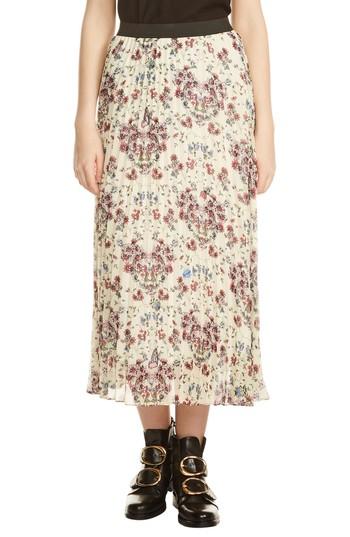 Women's Maje Floral Pleated Midi Skirt