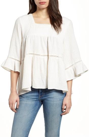 Women's Caslon Lace Trim Blouse - Ivory
