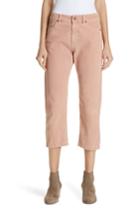 Women's The Great. The Rambler Corduroy Crop Straight Leg Pants - Pink