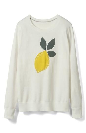 Women's Boden Print Cotton Sweater - Ivory