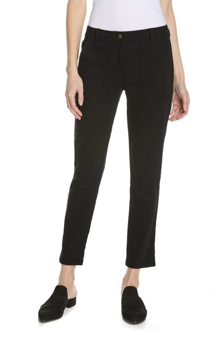 Women's Eileen Fisher Slim Stretch Cotton Pants - Black