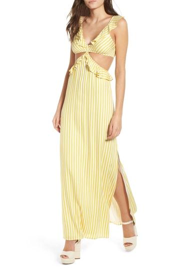 Women's 4si3nna Cutout Ruffle Maxi Dres - Yellow