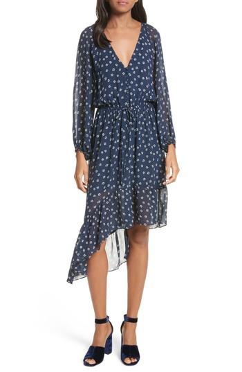 Women's Joie Alithea Print Silk Asymmetrical Dress - Blue