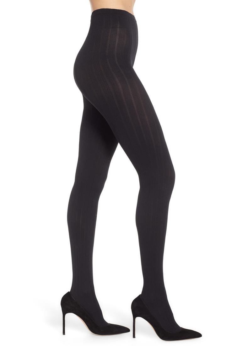 Women's Oroblu Ribbed Opaque Tights - Black