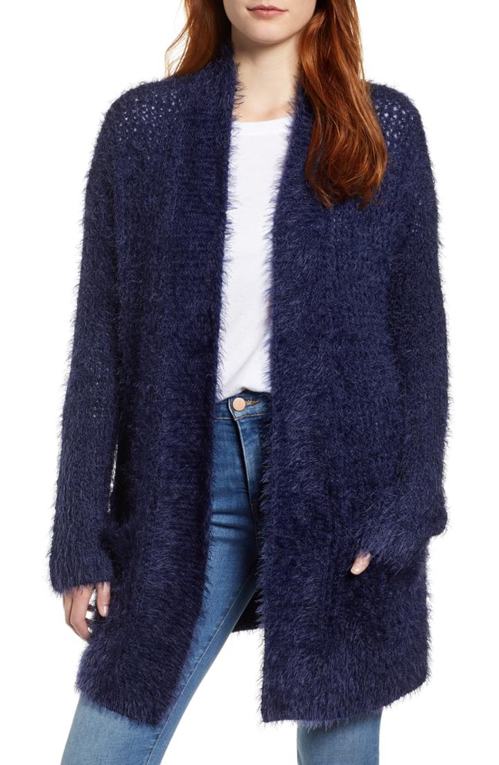 Women's Caslon Novelty Stitch Cardigan, Size - Blue