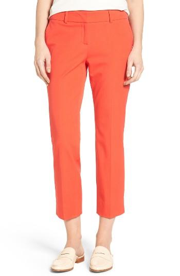 Petite Women's Halogen Crop Stretch Cotton Pants P - Red