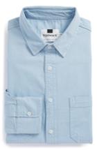 Men's Topman Washed Twill Shirt, Size - Blue